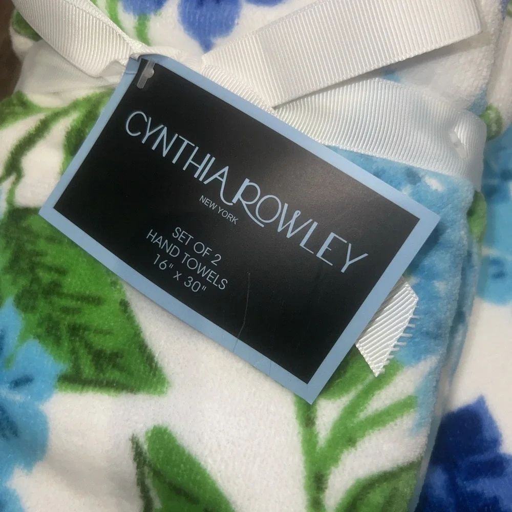 NEW Cynthia Rowley Floral 100% Cotton 1-Bath & 2-Hand Towels Blue/Green